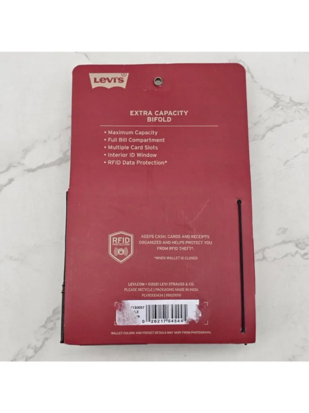 Levi's Men Wallet Brown Leather RFID Protection Extra Capacity Bifold Travel NEW
